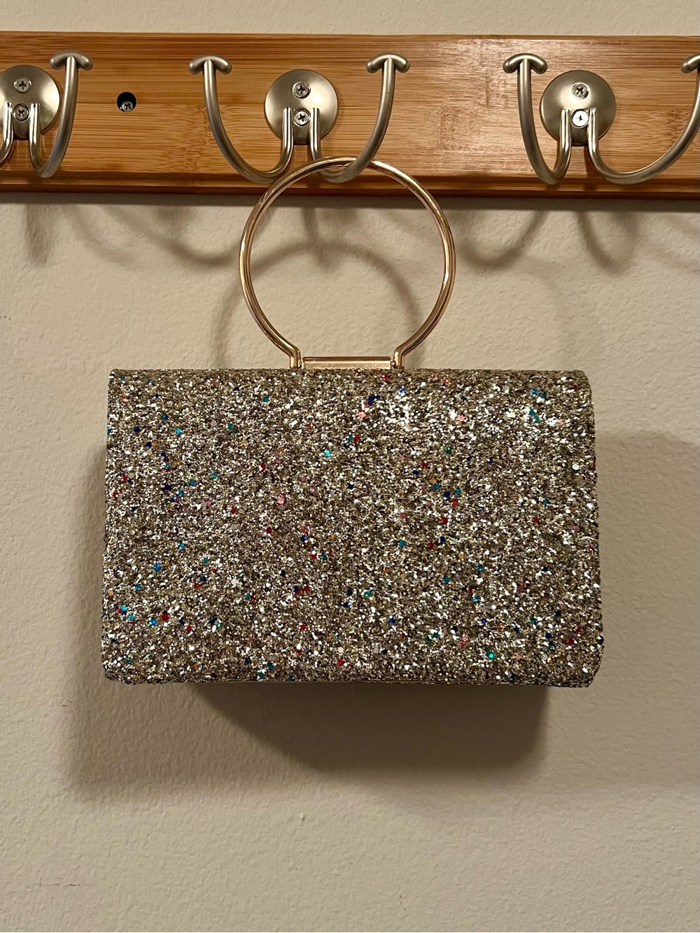 Gold glitter clutch